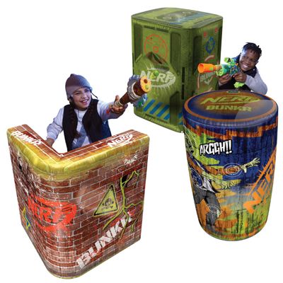 NERF BUNKR Zombie Last Stand Inflatable Battle Zone 3 Zombie-Themed Barricades for Nerf & Laser Tag Portable Indoor/Outdoor Tactical Obstacles for Blaster Combat