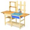 Costzon Mud Kitchen for Kids Outdoor, Wooden Pretend Play Kitchen with Removable Sink, Faucet, Storage Shelves, Mud Table, Kids Kitchen Playset for Girls & Boys Age 3+ view 1