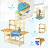 Costzon Mud Kitchen for Kids Outdoor, Wooden Pretend Play Kitchen with Removable Sink, Faucet, Storage Shelves, Mud Table, Kids Kitchen Playset for Girls & Boys Age 3+ view 2