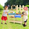 Costzon Mud Kitchen for Kids Outdoor, Wooden Pretend Play Kitchen with Removable Sink, Faucet, Storage Shelves, Mud Table, Kids Kitchen Playset for Girls & Boys Age 3+ view 4
