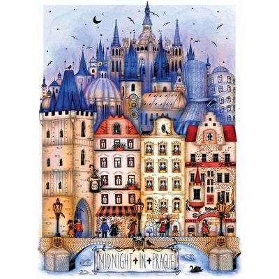 1000 Piece Jigsaw for Adults Hard, Difficult, and Challenging Puzzle by Madalina Tantareanu Cities at Midnight: Prague 27x20 Inches