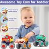 MOONTOY Toy Cars for Toddlers 1-3, 3 Pack Monster Truck Toys for 1 2 3 Year Old Boy Gifts, Baby Animal Play Vehicle Push Pull Back Truck for 12-18 Months 2-4 0-2 1-2 One Year Old Boy 1st Birthday Gift view 2