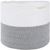 24" x 24" x 17" Max Size Large Cotton Rope Basket, Extra Large Storage Basket, Woven Laundry Hamper, Cloth Storage Bin, for Blankets Clothes Towels Pillows in Living Room, Grey Mix view 1