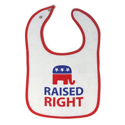 Cute Rascals Toddler & Baby Bibs Burp Cloths Flags Raised Right with An American Republican Flag Cotton Baby Items for Baby Girl & Boy White Red Design Only