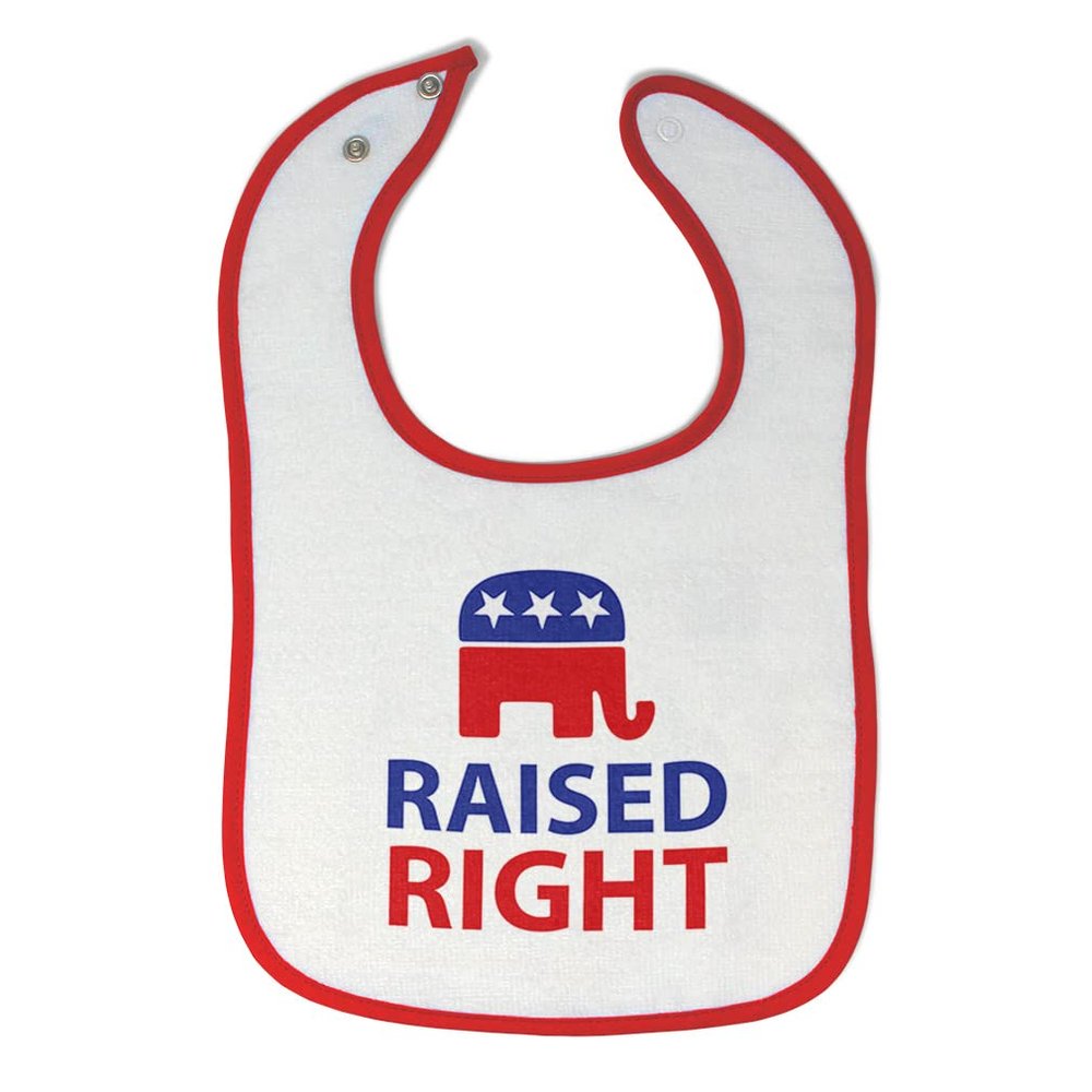 Cute Rascals Toddler & Baby Bibs Burp Cloths Flags Raised Right with An American Republican Flag Cotton Baby Items for Baby Girl & Boy White Red Design Only