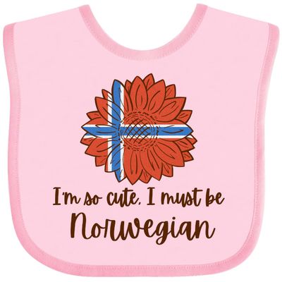 inktastic I'm So Cute, I Must Be Norwegian Sunflower Baby Bib Pink 3bebd