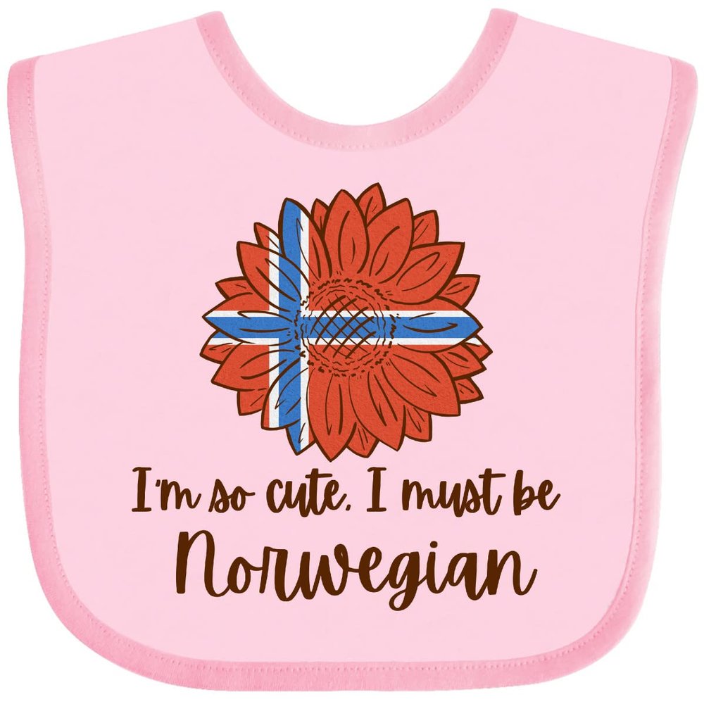 inktastic I'm So Cute, I Must Be Norwegian Sunflower Baby Bib Pink 3bebd
