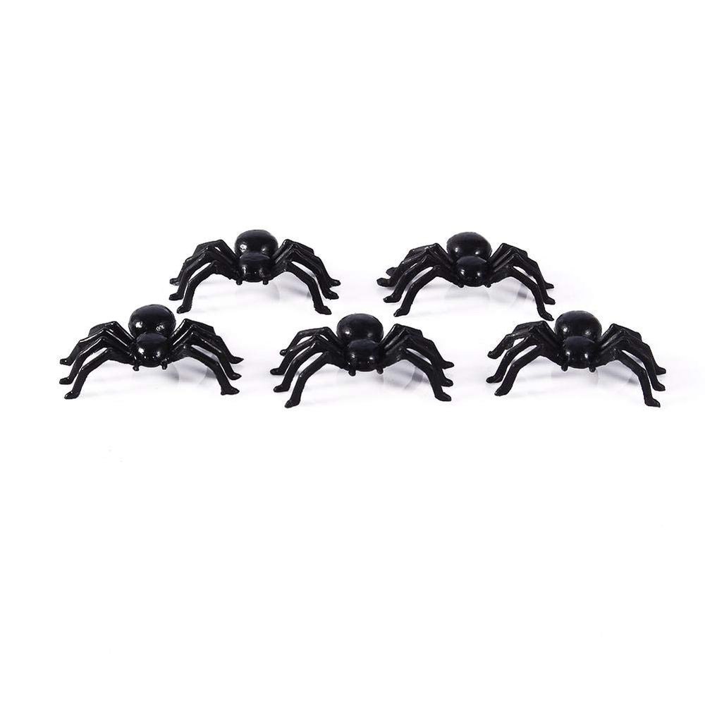 50 Pcs Plastic Spider Prank Props, Toy, Plastic Spider, Black Interesting for Funny Pranks for Halloween