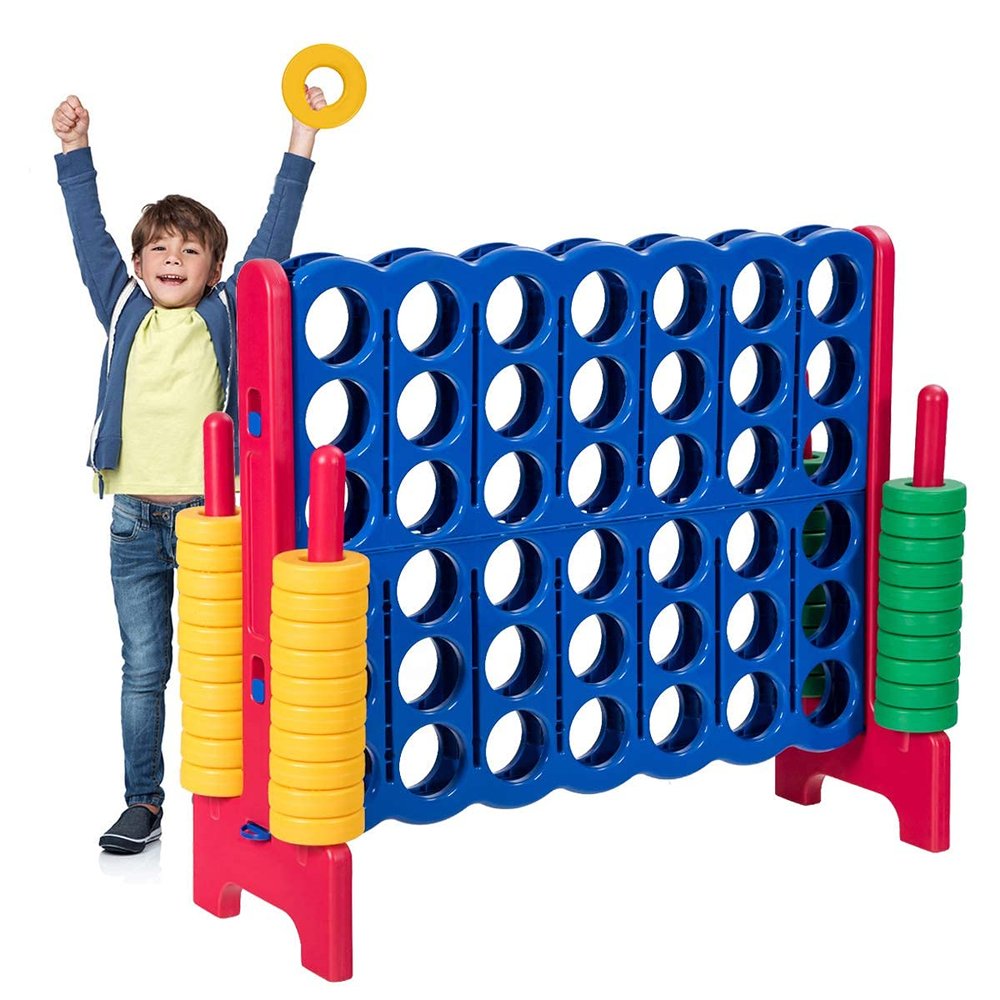 Costzon Giant 4-in-A-Row, Jumbo 4-to-Score Giant Game Set for Kids & Adults, Indoor Outdoor Yard Connect Game, 3.5FT Tall with 42 Jumbo Rings & Quick-Release Slider, Perfect for Family & Party Games