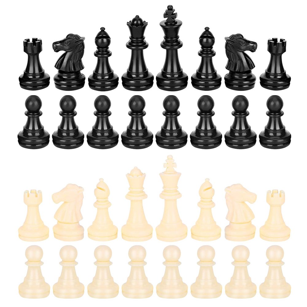 32 Pcs Chess Pieces Only, Chessmen Game Set Chess Pieces Replacement, Standard Tournament Chess Pieces, Plastic Chess Piece Full Set Chess Piece (Medium-64mm)