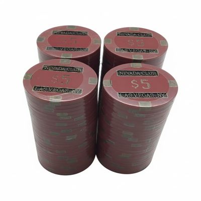 Nevada Club Poker Chips - (100) $5 Brass Core 15 gram