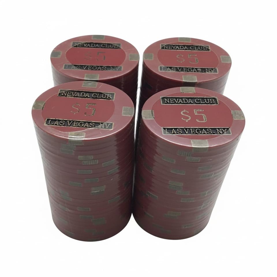 Nevada Club Poker Chips - (100) $5 Brass Core 15 gram