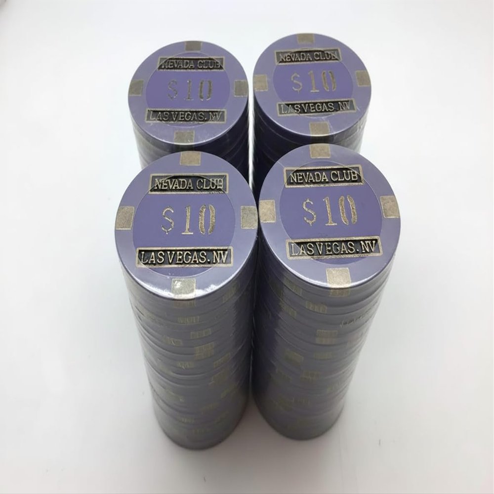 Nevada Club Poker Chips - (100) $10 Brass Core 15 gram
