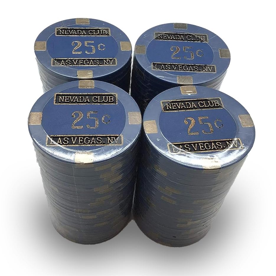 Nevada Club Poker Chips - (100) 25cent Brass Core 15 gram