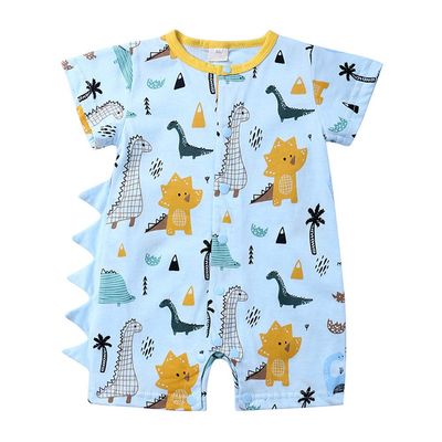 AYIYO Unisex Baby Summer Romper Short Sleeve Dinosaur Onesie Costumes (Blue,9)