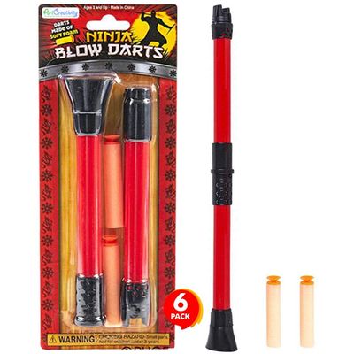 ArtCreativity Ninja Blow Darts, Set of 6 Blasters with 2 Darts Each, Ninja Toys for Kids, Fun Halloween Costume Accessories, Best Ninja Birthday Party Favors, Blowdart Goodie Bag Fillers