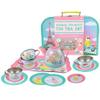 Bright Stripes Kids Tea Set - Pretend Play Tin Tea Set for Girls & Boys | Includes Tea Pot, Cups, Saucers, Plates, Tray, Invitations & Place-Cards for Imaginative Play view 1