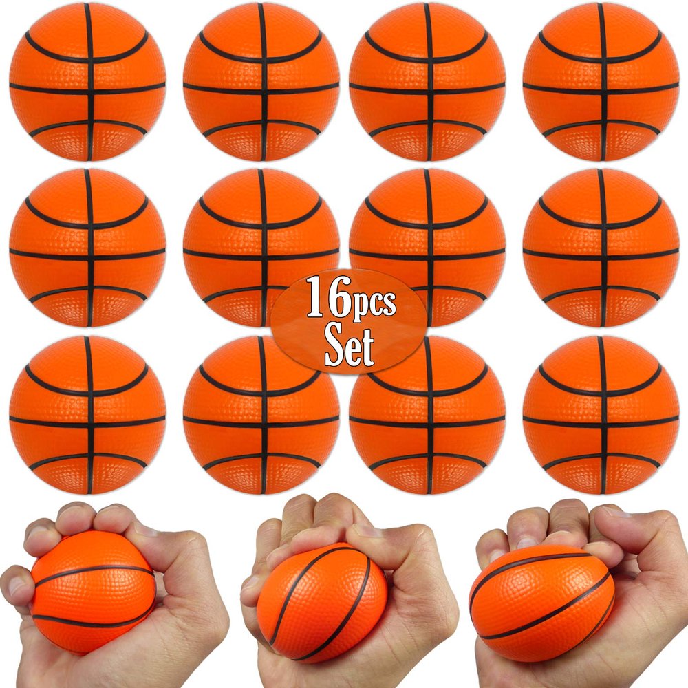 Mini Basketball Stress Balls 16 Pcs Pack | 2.5 Inch Mini Basketballs for Kids | Small Basketball Party Decoration | Party Favors, Small Soft Foam Basketballs | Basketball Party Goodie Toy By Anapoliz