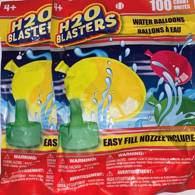 2 PACKS H2O Blasters 100 Water Balloons With Easy Fill Nozzle
