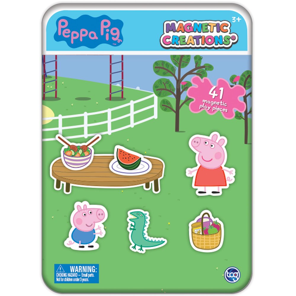 Magnetic Creations Tin: Peppa Pig - Creative Storytelling Playset, 40 Pop-Out Magnets, Beautiful Play Scene, Mix & Play Toy, Kids-Toddlers Ages 3+