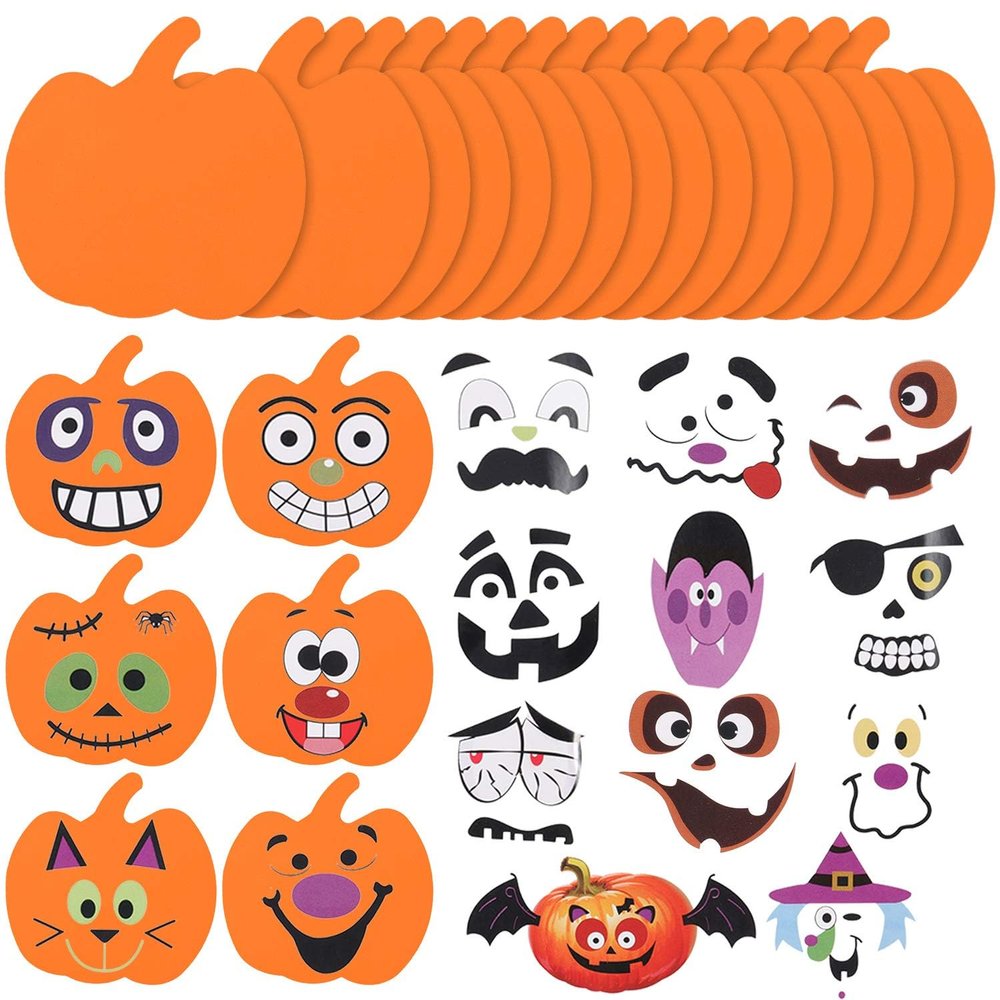16 Kits Foam Pumpkin Craft Kits With Stickers for Kids Crafts Halloween Decoration