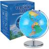 Bike on Hike LED Illuminated World Globe with Chrome Rotating Stand  3-in-1 Educational Tool, Interactive Learning Glowing Globe, Lighted Display, 11 Inch view 1