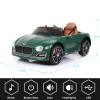 SEHOMY Kids Ride on car with Remote Control 12V, Bentley Style Electric Car Kids Battery Powered Motorized Vehicles with Seat, 2 Speed, LED Lights, MP3, Music, Horn, TF Card, USB Port, Green view 2