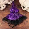 NUOBESTY Halloween Witch Hat, Large Ruched Witch Cap with Lace, Halloween Decoration Headband Costume Dress up Party Favors Purple 2Pcs view 2