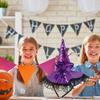 NUOBESTY Halloween Witch Hat, Large Ruched Witch Cap with Lace, Halloween Decoration Headband Costume Dress up Party Favors Purple 2Pcs view 3