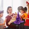 NUOBESTY Halloween Witch Hat, Large Ruched Witch Cap with Lace, Halloween Decoration Headband Costume Dress up Party Favors Purple 2Pcs view 4