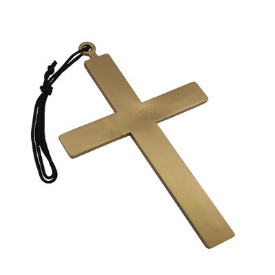 Nicky Bigs Novelties Large Gold Monk Cross Necklace 9" Plastic Cross Prop for Priest Nun Pope Costumes Halloween Cosplay Church Costume Accessory, 5 x 9 Inches