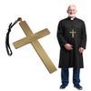 Nicky Bigs Novelties Large Gold Monk Cross Necklace  9" Plastic Cross Prop for Priest Nun Pope Costumes  Halloween Cosplay Church Costume Accessory, 5 x 9 Inches view 2