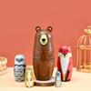 Kakeah Nesting Dolls-Brown Cartoon Owl Bear Fox Raccoon Russian Nesting Dolls Wooden Matryoshka Doll Handmade Stacking Toy Set 5 Pieces for Kids view 3