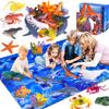 GINMIC Kids Ocean Animals Toys with Large Play Mat , 18 Pack Assorted Realistic Sea Animal Toys with Carrier Bag Including Shark, Whale, Dolphin etc, for Toddler, Boys & Girls Ages 3-8 view 1