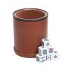 Leatherette Dice Cup with Poker Dice, Felt Lining Quiet Shaker for Playing Yahtzee/Farkle/Liars Dice, view 1