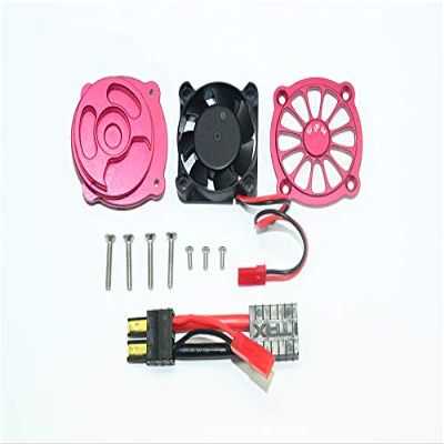 GPM for TRAXXAS 1/7 Unlimited Desert Racer Aluminum Motor HEATSINK with Cooling Fan -11PC Set (red)