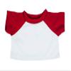 White T-Shirt with Red Sleeves Raglan Shirt Top Fits Most Stuffed Animals 14" to 18" view 1
