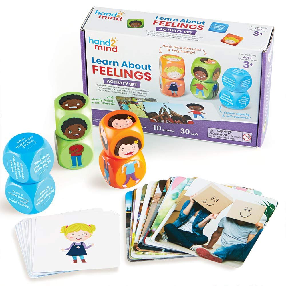 hand2mind Learn About Feelings Set, Social Skills Games for Kids, Social Emotional Learning Activities, Play Therapy Toys for Counselors, Calm Down Corner Supplies, Autism Learning Materials