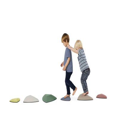 GONGE River Stones - The Original Kids Play Stepping Stones for Balance and Coordination, Non-Slip Bottom, Stackable, for Indoor and Outdoor, Set of 6 - Nordic