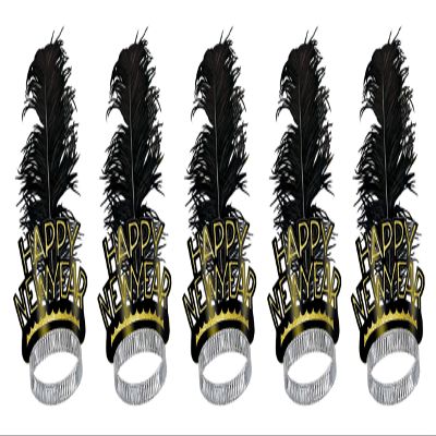 Beistle Black & Gold Swing Tiaras 5 Piece Happy New Years Eve Party Supplies Favors, One Size, Black/Gold/Silver