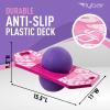 Flybar Pogo Trick Ball for Kids, Trick Bounce Board for Boys and Girls Ages 6+, Up to 160 lbs, Includes Pump, Easy to Carry Handle, Durable Plastic Deck Indoor, Outdoor Toy Pogo Jumper (Pink Berry 2) view 4