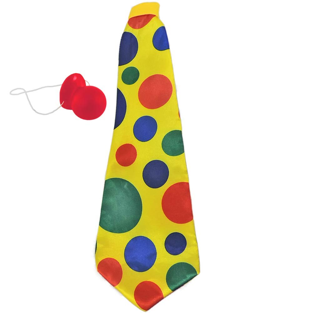 Squeaking Clown Nose with Giant Polka Dot Neck Tie