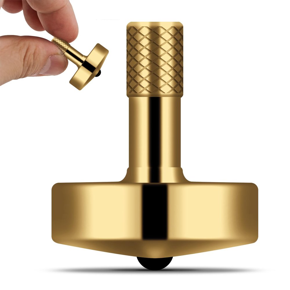 DjuiinoStar Premium Brass Spinning Top: 5-11 Minutes, Lengthened Stem, Easy to Twirl, CNC Machined, Great Time Killer, EDC Fidget Toy DST-805