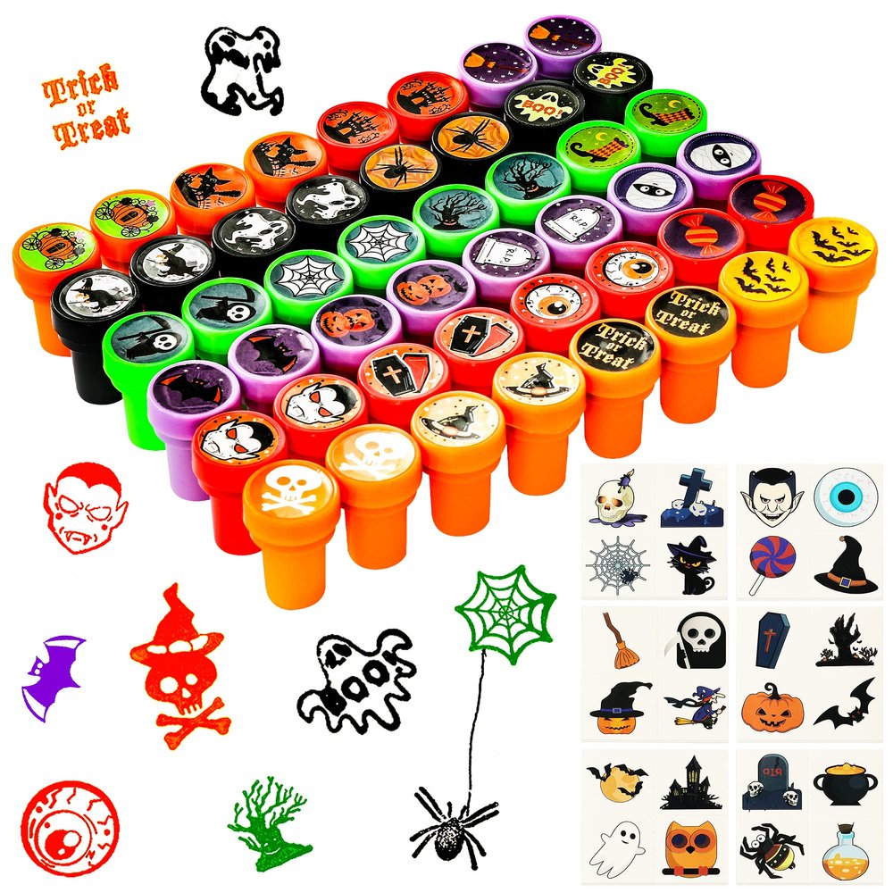 Max Fun 192pcs Halloween Party Favors Toys Stamps Halloween Stickers for Kids Halloween Party Supplies, Goodies Bags, Classroom Game Reward Prizes(Halloween)