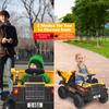 Costzon Ride on Car, 12V Ride on Dump Truck w/Remote Control, Electric Dump Bed, Music, Horn, USB, AUX, Treaded Tires, Shovel, 3 Speeds, Battery Powered Construction Vehicle, Electric Car for Kids view 2