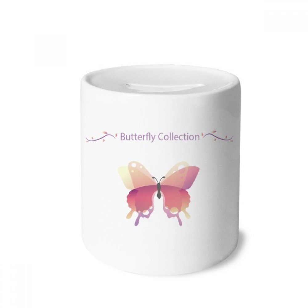 DIYthinker Pink Butterfly Collection Money Box Ceramic Coin Case Piggy Bank Gift