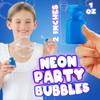 Mini Neon Party Bubbles for Kids - (Pack of 12) Bulk Wands and Bottles for Blowing Bubbles, Birthday Party Favors, Toy Gift, Outdoor Toys, Carnival Prizes, and Goody Bag Stuffers view 3