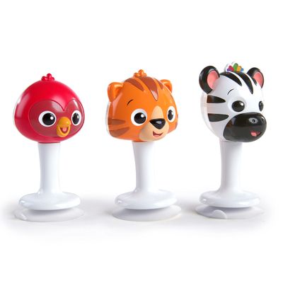Baby Einstein Rattle & Jingle Trio High Chair Suction Toys Take-Along Musical RattleSet Age 6 Months +, Multicolor, 3 Count