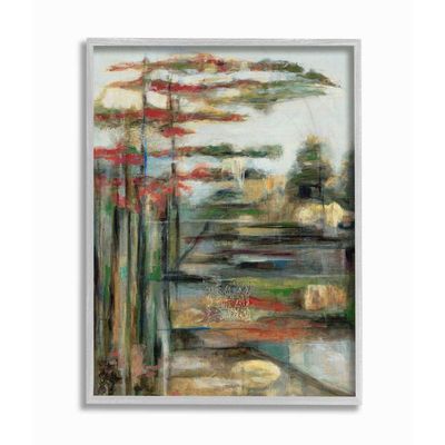 Stupell Industries Abstracted Pastel Landscape Red Green Blue Wall Art, 16 x 20, Multi-Color