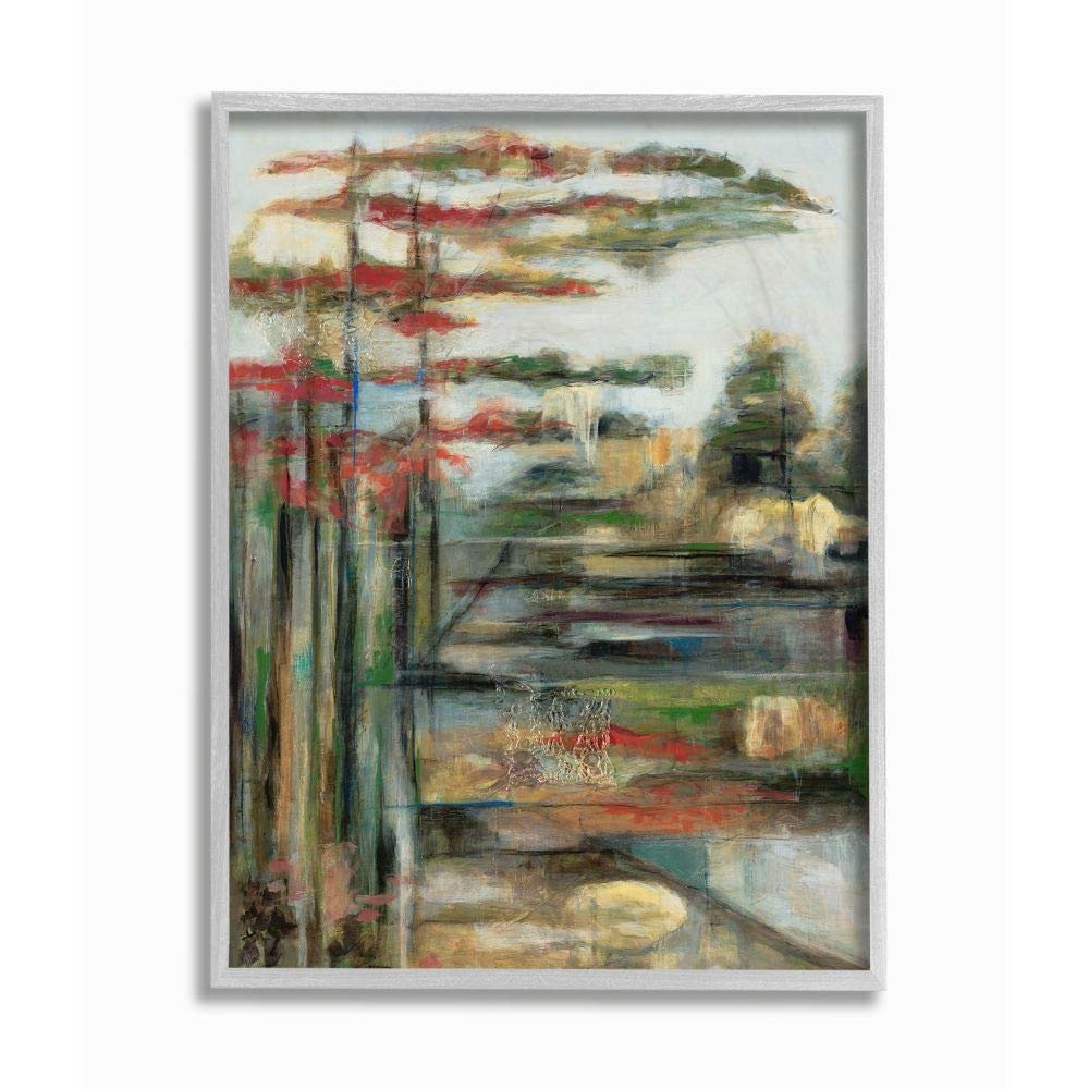 Stupell Industries Abstracted Pastel Landscape Red Green Blue Wall Art, 16 x 20, Multi-Color